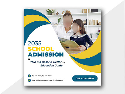 School Admission Social Media Post Template banner banner design branding design illustration instagram post social media post vector