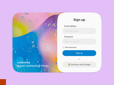 sign up page of a creativity site app branding design graphic design illustration logo typography ui ux vector