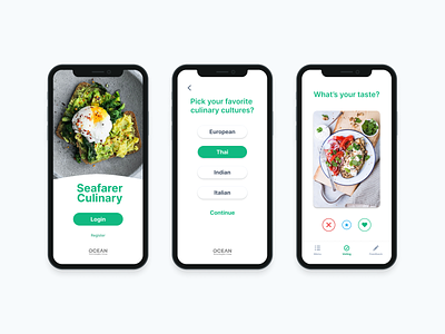 Seafarer Culinary app design concept food maritime mobile app tinder ui ui design