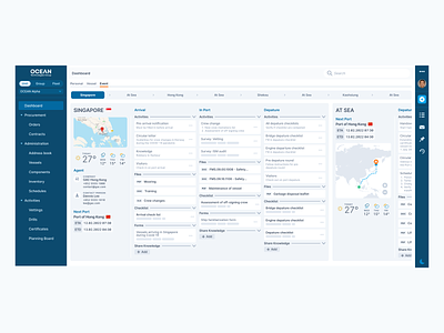 OCEAN - Chronological View backend dashboard data logistics maritime planning timeline ui ui design