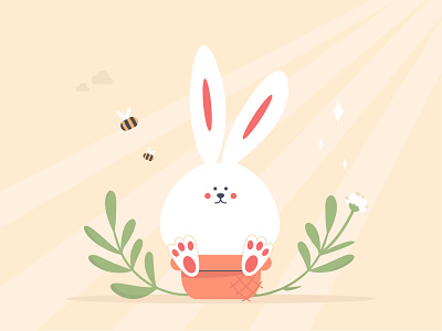Easter Bunny 2022 bunny busket easter flat illustration rabbit spring trendy