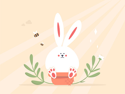 Easter Bunny 2022 bunny busket easter flat illustration rabbit spring trendy