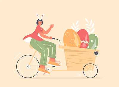 Easter Cart 2022 bicycle bike cart easter eggs illustration spring springtime tender wooden