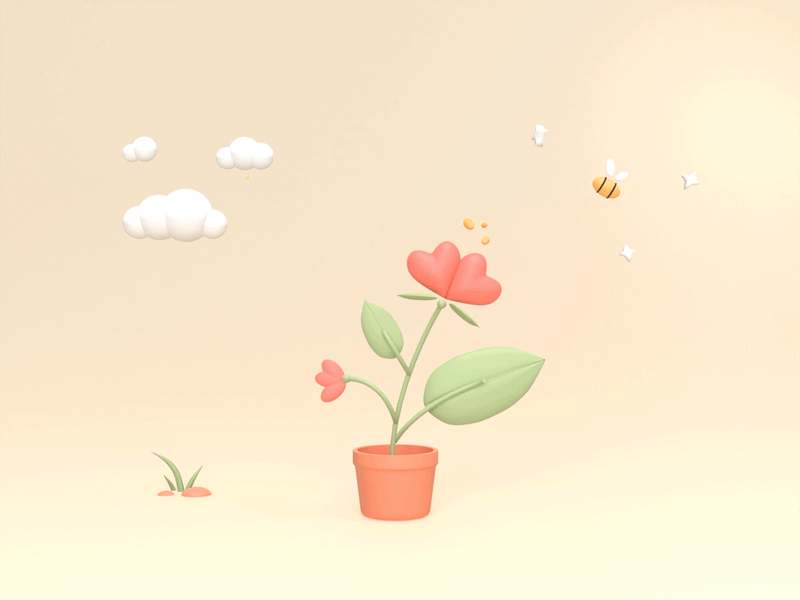 Summertime 2022 3d bee blender bug cloud cute flower hornet illustration plant plastic tender trendy