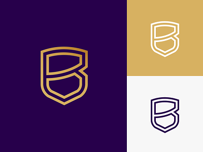 B Shield b b monogram brand identity branding flat gold guard insurance letter b logo metallic monogram shield vector