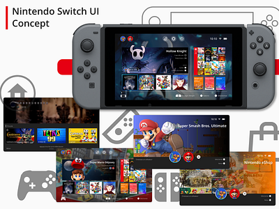 Nintendo Switch UI Concept concept design graphic design illustration interface mario nintendo nintendoswitch pokemon switch ui zelda