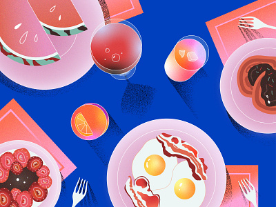 Yummy breakfast breakfast cute design drinks eggs food grain texture illustration kawaii pink vector