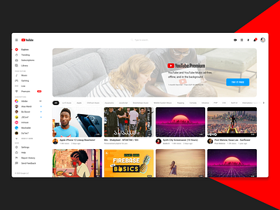 Youtube Desktop Home Refine clean playing playingcards rounded ui ui design video white youtube