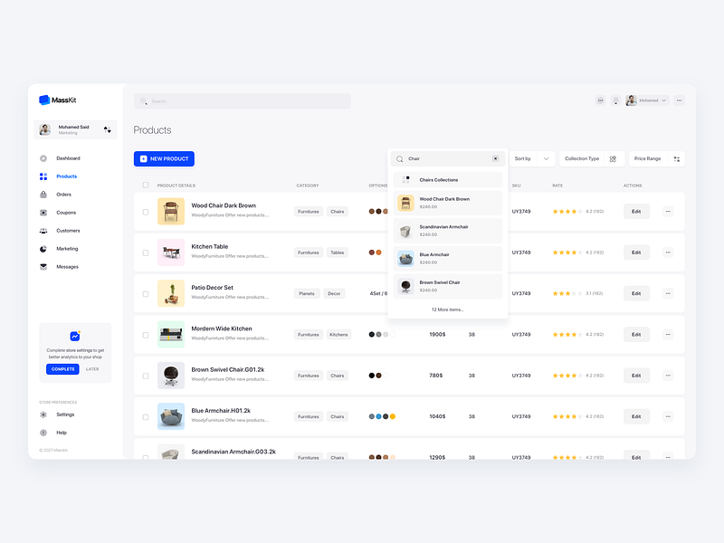 Products List Search by Salah Elimam on Dribbble
