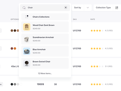 Products List Search Filter dashboard search ui ux