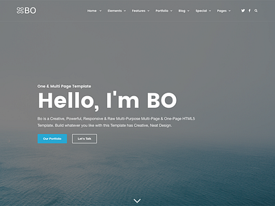 Bo bo clean design hero html responsive template themeforest ui ux web
