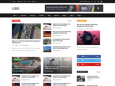 Bo Magazine bo clean design hero html responsive template themeforest ui ux web