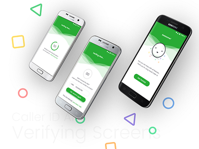 Verifying Screens app colorful design green light material shadow simi ui ux waves white