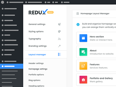 Dory | Redux | Builder admin app dashboard design panel redux ui ux wordpress