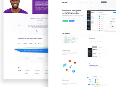 Redux - Saas Landing Page blue landing light panel redux sass shadow ui white