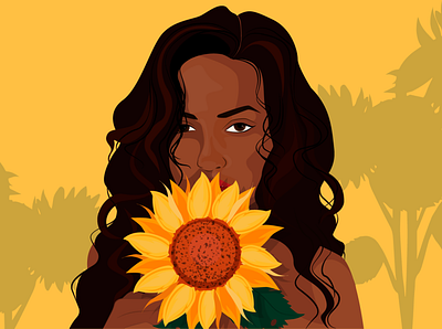 Girl. Nature. Emotions. Sunflower design equality girl graphic design illustration nature portrait vector