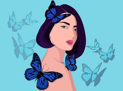 The girl and the butterflies. Feelings design girl graphic design illustration portrait vector