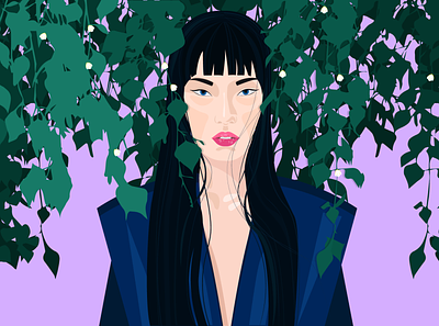 A beautiful girl. Riddle. A mystery. beautiful design girl graphic design illustration kimono nature portrait vector