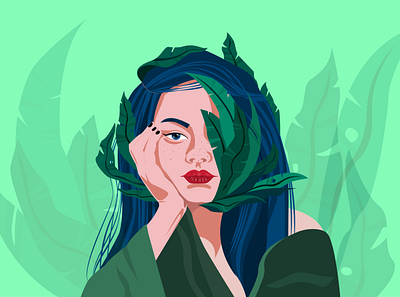 The mystery girl. A mystery. Mavka. Sadness colorful design girl graphic design illustration nature portrait vector