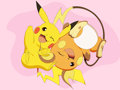 Pikachu and Raichu design detective pikachu graphic design illustration vector
