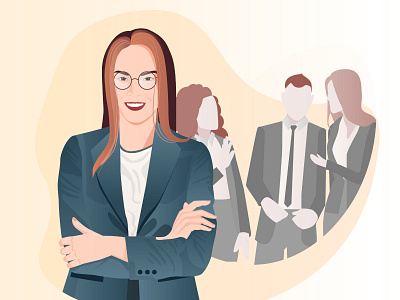 Businesswoman illustration successful woman office team