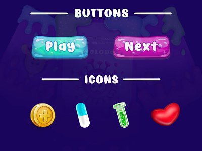 Buttons. Game UI for card game "Cell World" 2d 2dart 2dgame buttondesign buttons conceptart design gameart gameassets gamedesign gamedev gameui icon icondesign illustration logo next play uiux