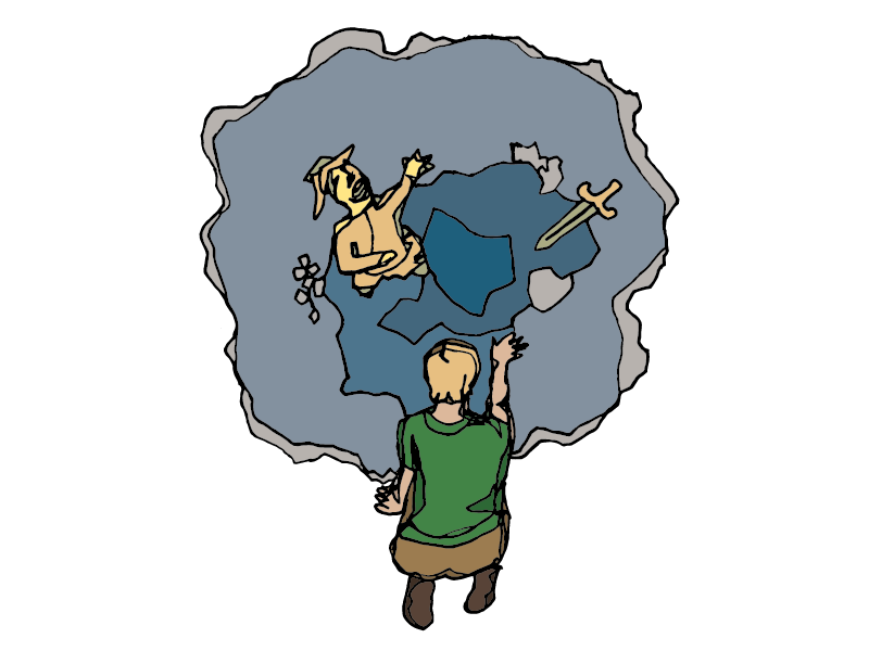 Eustace and the Golden Pool hand-drawn illustration