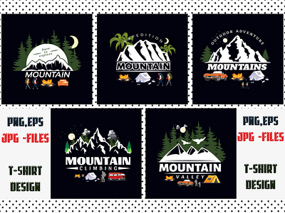 5 Mountain T Shirt Design Bundle print fonts