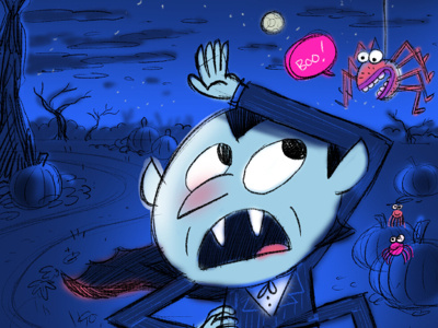 Boo! blue dracula halloween spider vampire