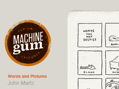 Machine Gum beige comics logo orange website