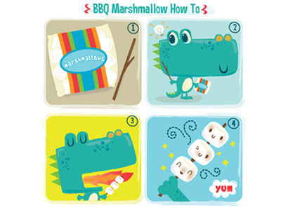 BBQ How To barbecue children comic dragon illustration kids marshmallow