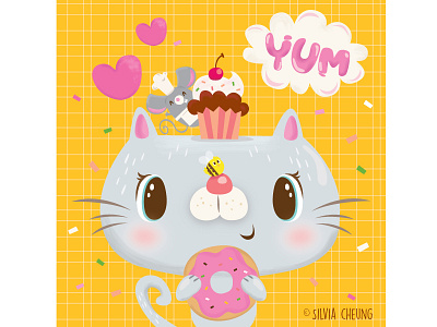 Dessert Cat cat children cupcake donut illustration mouse