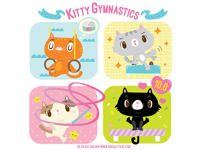 Kitty Gymnastics cat children gymnastics illustration