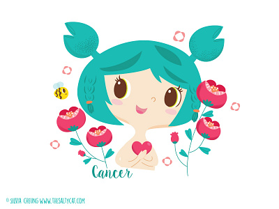 Zodiac Cancer character children girl illustration