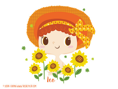 Zodiac Leo character children girl illustration