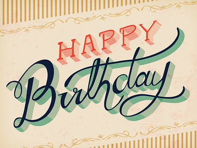 Hand Lettered Happy Birthday birthday hand drawn lettering music typography