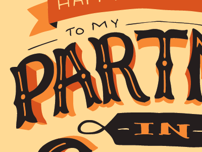 Partner In Crime // Courtney Blair anniversary cat hand drawn kitty lettering partner pattern