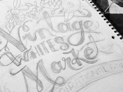 Vintage Whites Market Poster // WIP // Courtney Blair draw hand drawn lettering slc typography vintage whites market wip