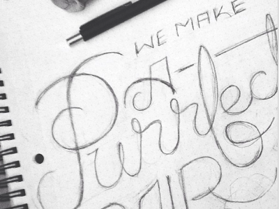 Purrfect Pair WIP // Courtney Blair card draw hand drawn lettering paper goods typography valentine wip