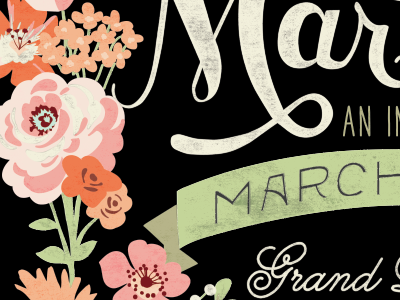 Vintage Whites Market // Event Poster flowers lettering poster typeography