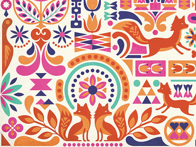 Grand Bazaar // Basicgrey // Courtney Blair fox handdrawn pattern print repeat tribal