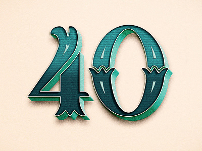 The Big 40 40 digits handdrawn type lettering over the hill typography