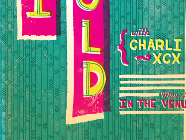 Santigold with Charli XCX gig poster in the venue lettering music pattern santigold slc texture