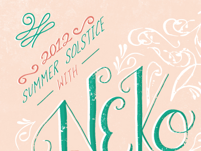 Neko Case /// Summer Solstice gig poster hand drawn lettering music neko case
