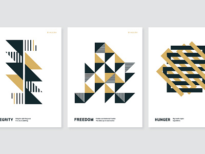 Abstract designs for Dialexa's values, soon to be posters