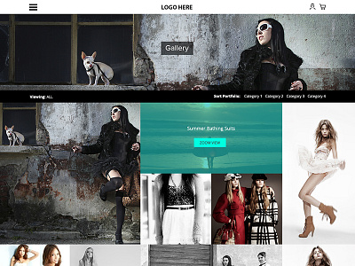 Fashion Gallery Web Design clean fashion gallery grid image gallery masonry minimal modern psd responsive web