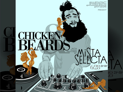 Chicken & Beards (Pt. 2) . MH beard beards chicken event flyer fvce fvce creative illustration morgan hatton morganhatton party pool party