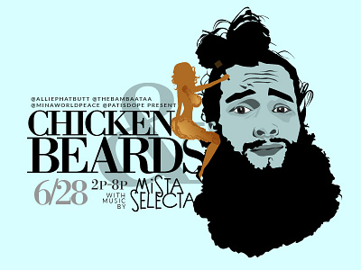 Chicken & Beards (Pt. 3) . MH beard beards chicken event flyer fvce fvce creative illustration morgan hatton morganhatton party pool party