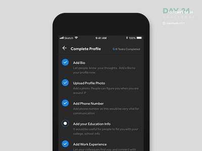 100 Days of UI - #24 app challenge clean dark ios list minimal mobile ui ux