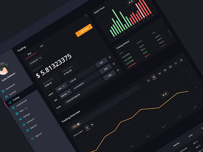 Cryptocurrency dashboard Practice app clean dark design ui user experience userexperience userinterface ux website